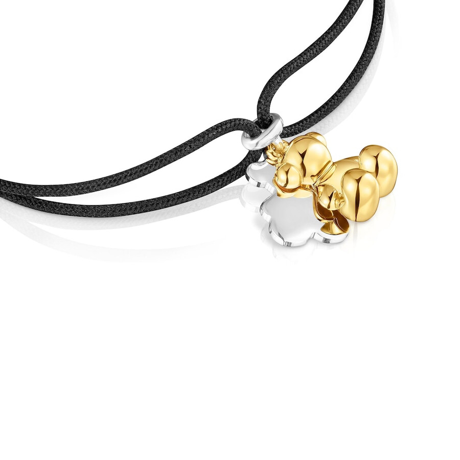 bracciale in nylon bicolore con doppio orso bold bear