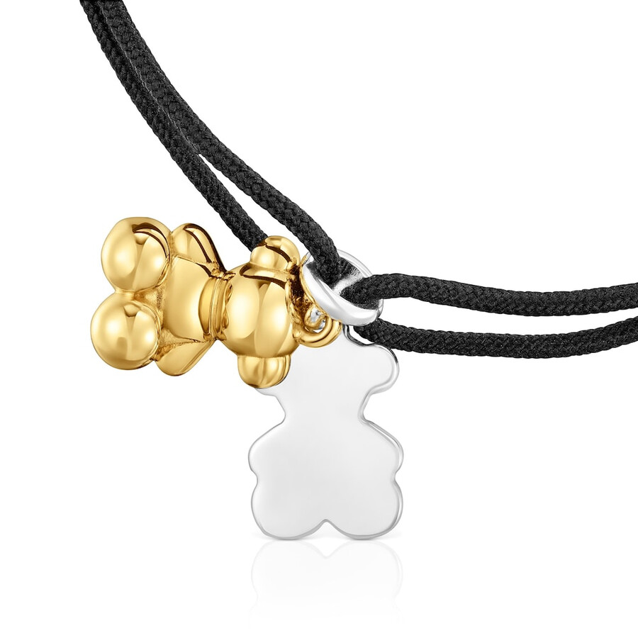 bracciale in nylon bicolore con doppio orso bold bear