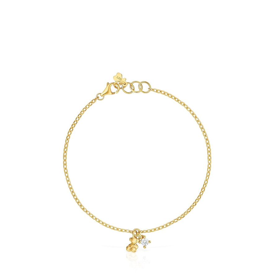bracciale a catena con placcatura in oro 18kt su argento e diamante bold bear lgd creato in laboratorio