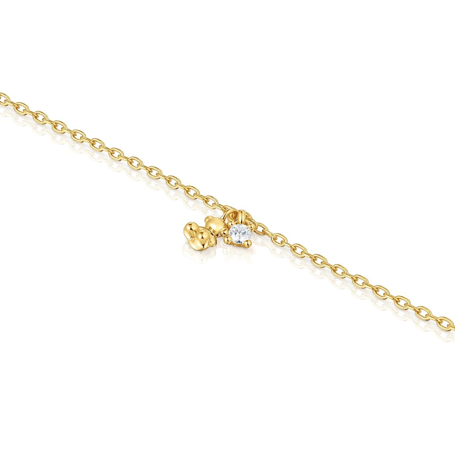 bracciale a catena con placcatura in oro 18kt su argento e diamante bold bear lgd creato in laboratorio