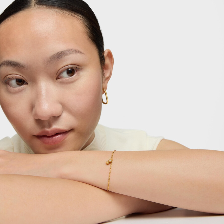 bracciale a catena con placcatura in oro 18kt su argento e diamante bold bear lgd creato in laboratorio