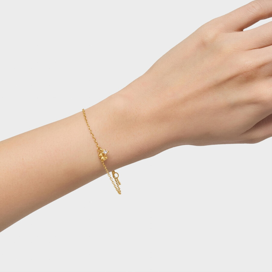 bracciale a catena con placcatura in oro 18kt su argento e diamante bold bear lgd creato in laboratorio