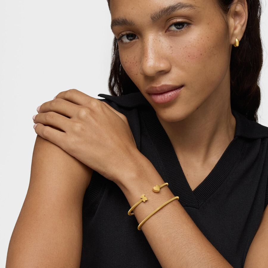 bracciale doppio con placcatura in oro 18kt su maglia icon in argento