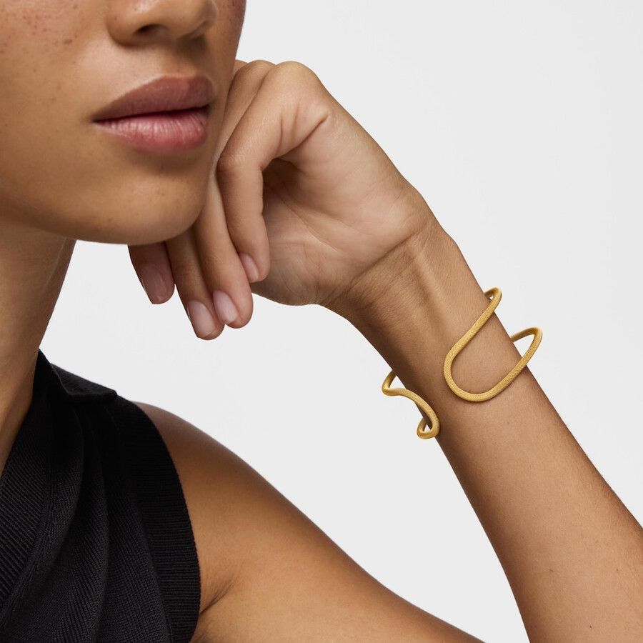bracciale doppio con placcatura in oro 18kt su maglia icon in argento