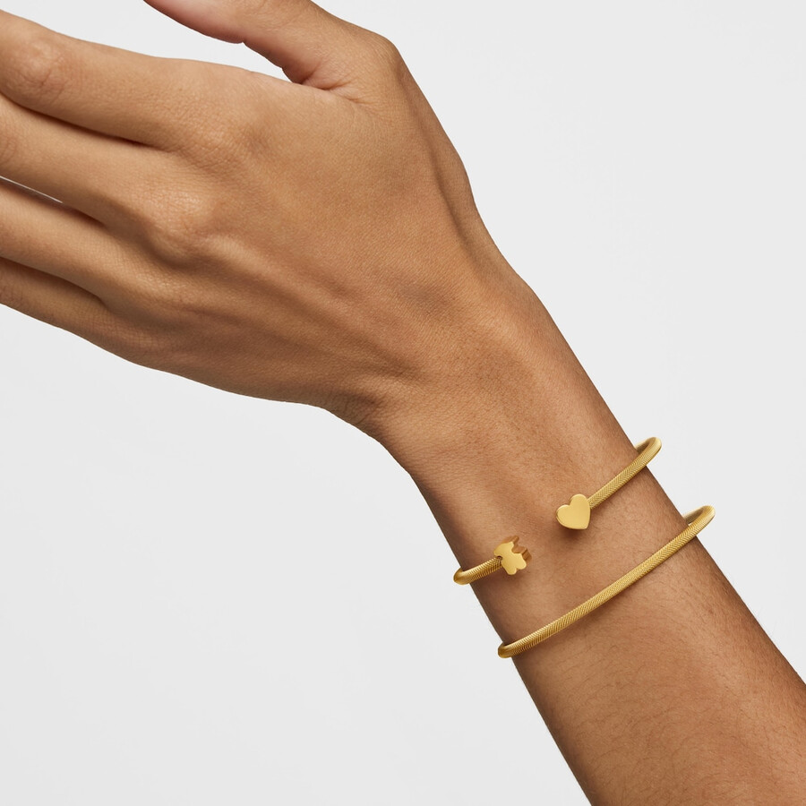 bracciale doppio con placcatura in oro 18kt su maglia icon in argento