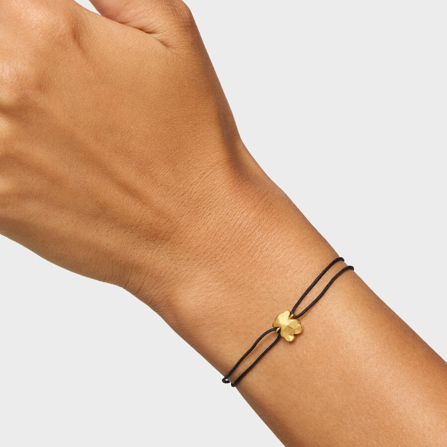bracciale in nylon bicolore con motivo orso icon metal