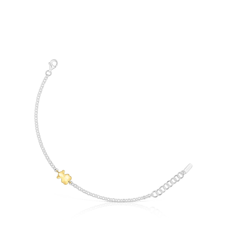 bracciale a catena bicolore con icona orso in metallo