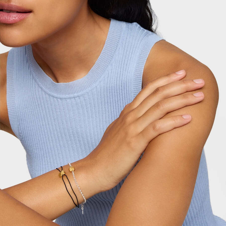 bracciale a catena bicolore con icona orso in metallo