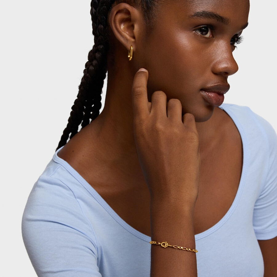 bracciale a catena quadrata con placcatura in oro 18kt su argento tous manifesto