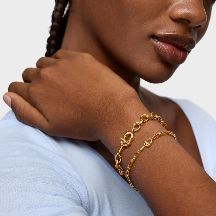 bracciale a catena quadrata con placcatura in oro 18kt su argento tous manifesto