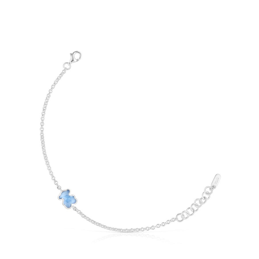 bracciale a catena in argento con spinello blu coltivato in laboratorio icon color lgg