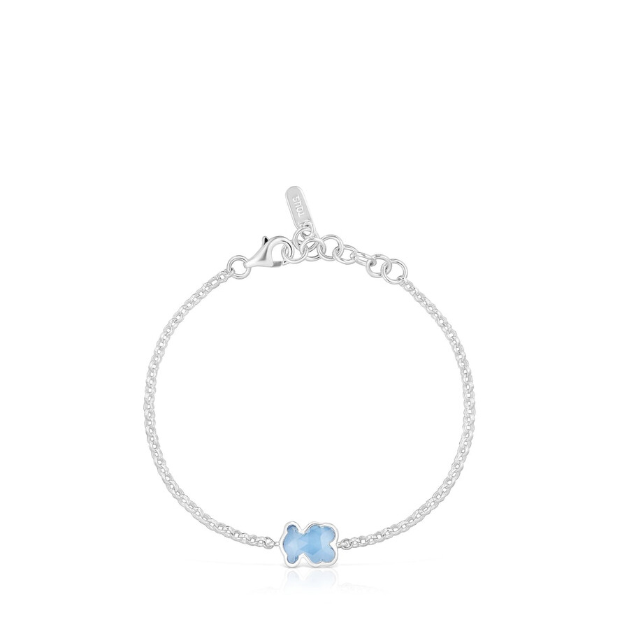 bracciale a catena in argento con spinello blu coltivato in laboratorio icon color lgg