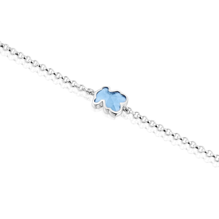 bracciale a catena in argento con spinello blu coltivato in laboratorio icon color lgg