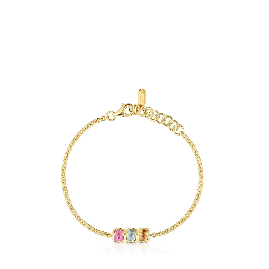 bracciale a catena con placcatura in oro 18kt su argento e pietre preziose coltivate in laboratorio icon color lgg