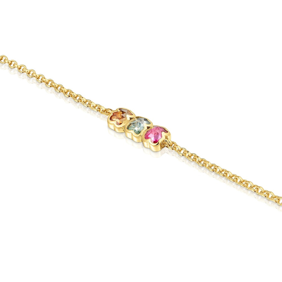 bracciale a catena con placcatura in oro 18kt su argento e pietre preziose coltivate in laboratorio icon color lgg