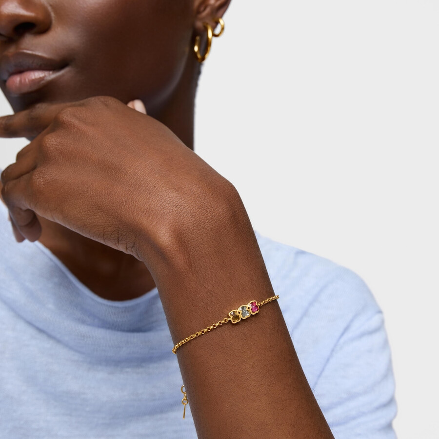 bracciale a catena con placcatura in oro 18kt su argento e pietre preziose coltivate in laboratorio icon color lgg