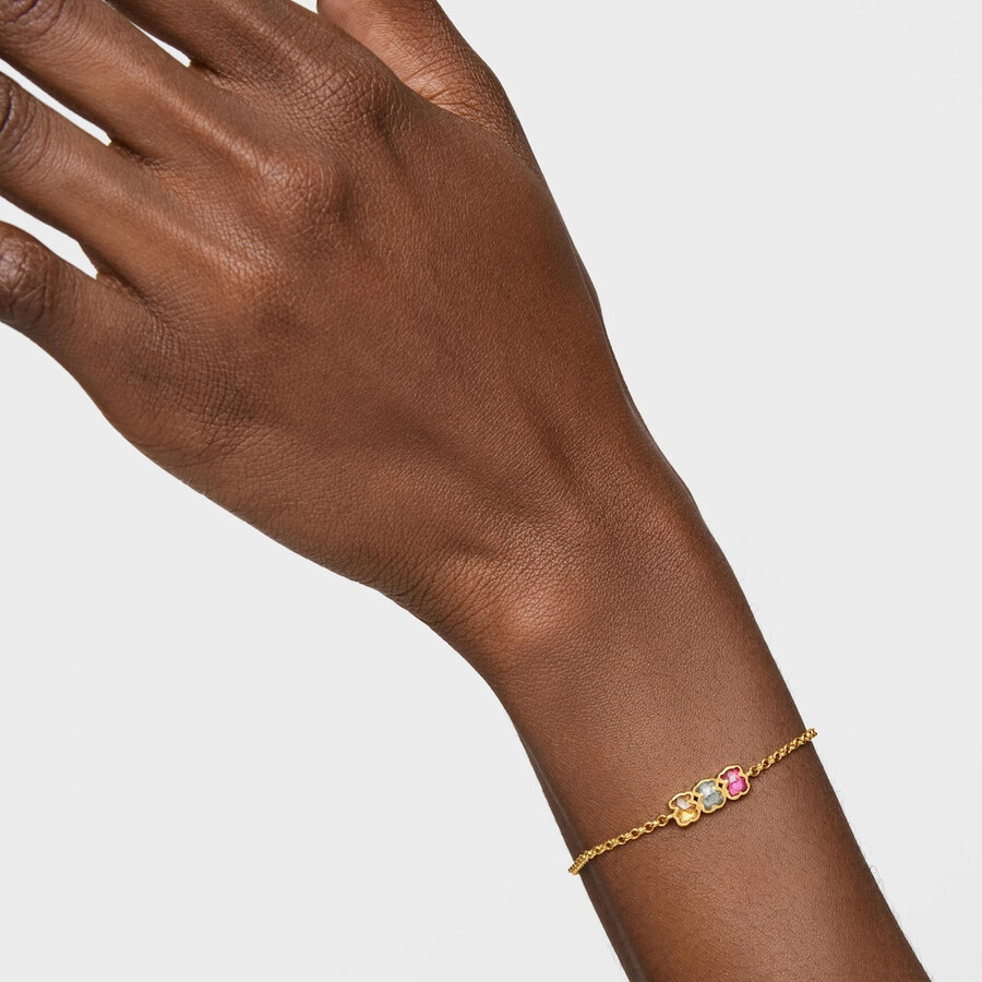 bracciale a catena con placcatura in oro 18kt su argento e pietre preziose coltivate in laboratorio icon color lgg