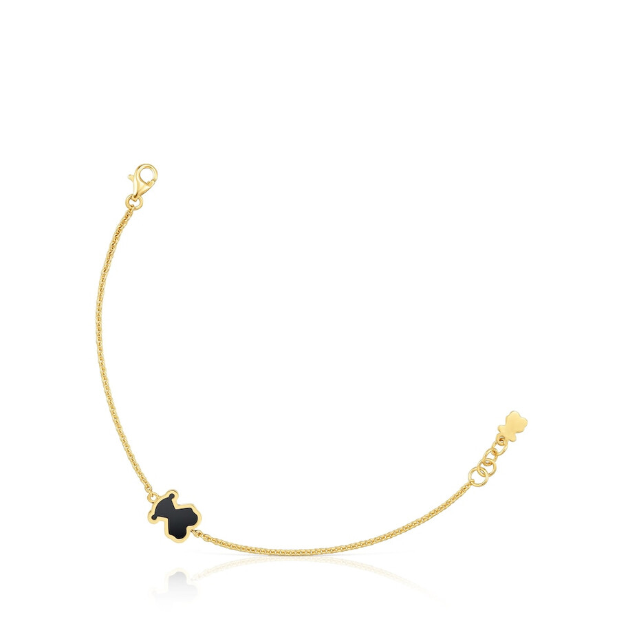 bracciale con placcatura in oro 18kt su argento e vetro acrilico nero galaxy