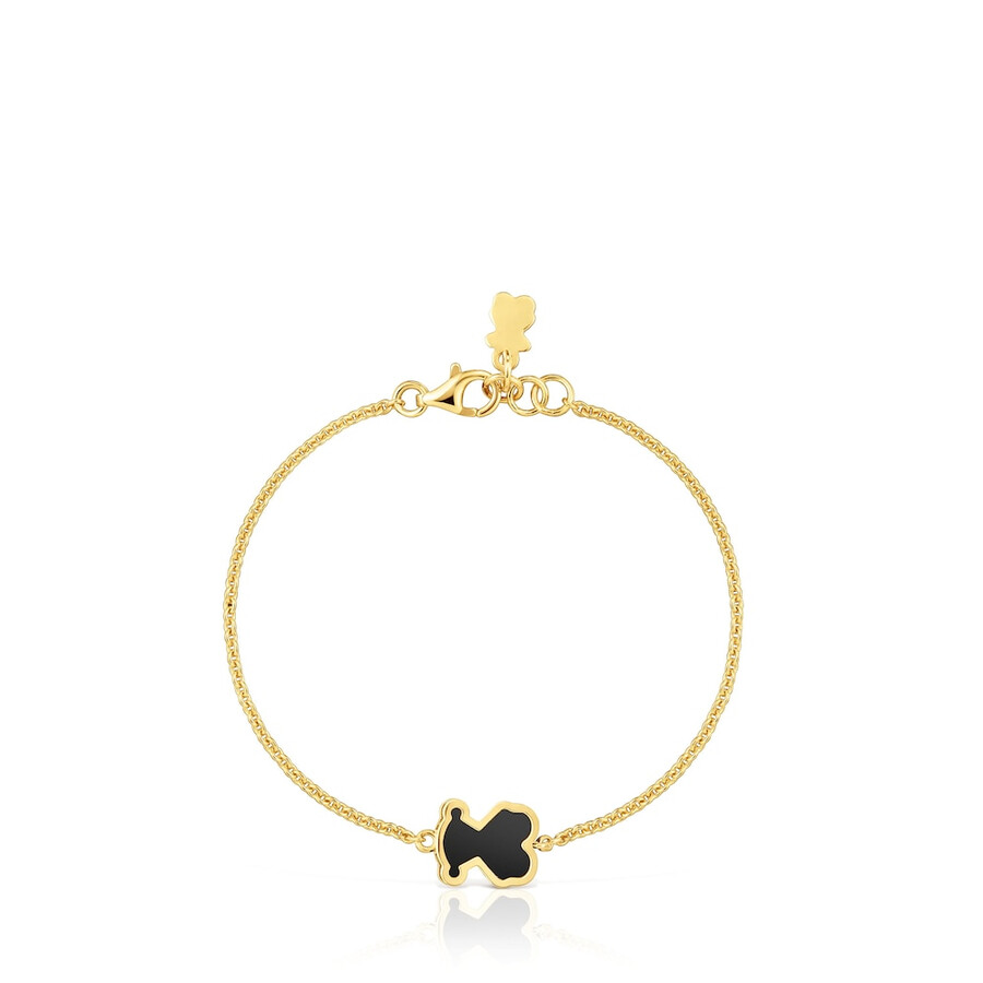 bracciale con placcatura in oro 18kt su argento e vetro acrilico nero galaxy