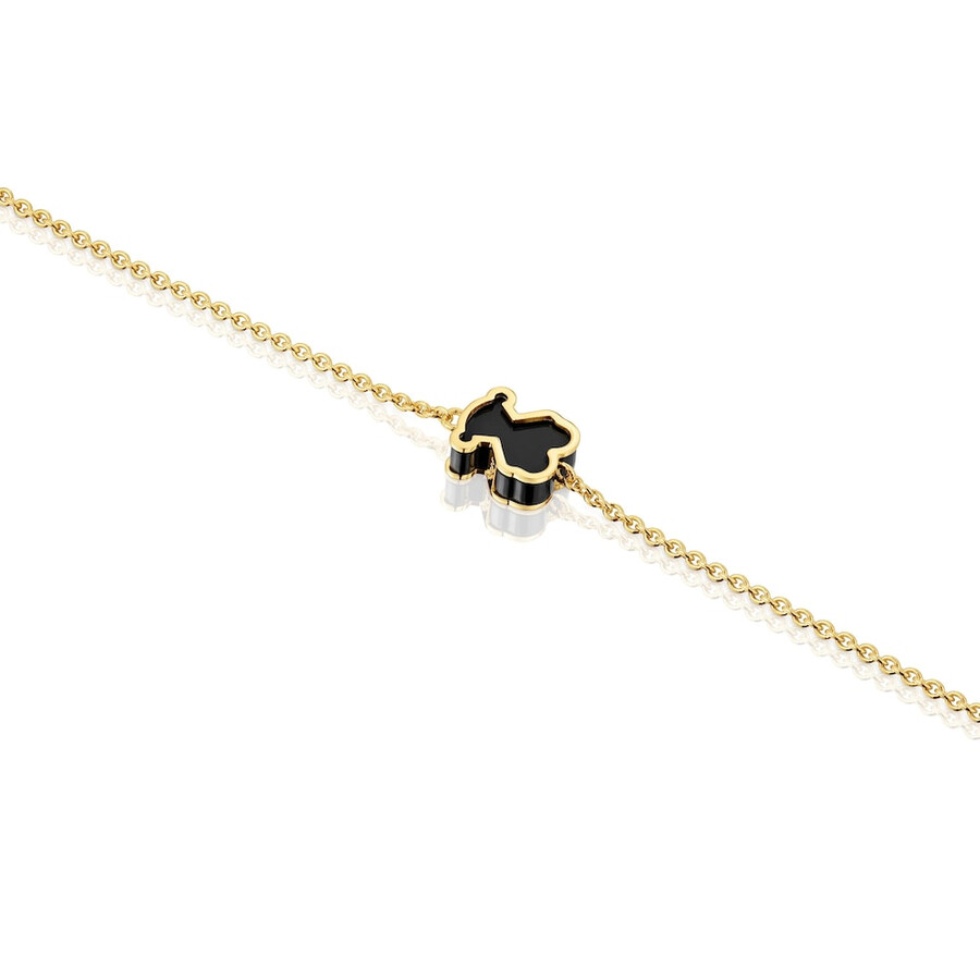 bracciale con placcatura in oro 18kt su argento e vetro acrilico nero galaxy