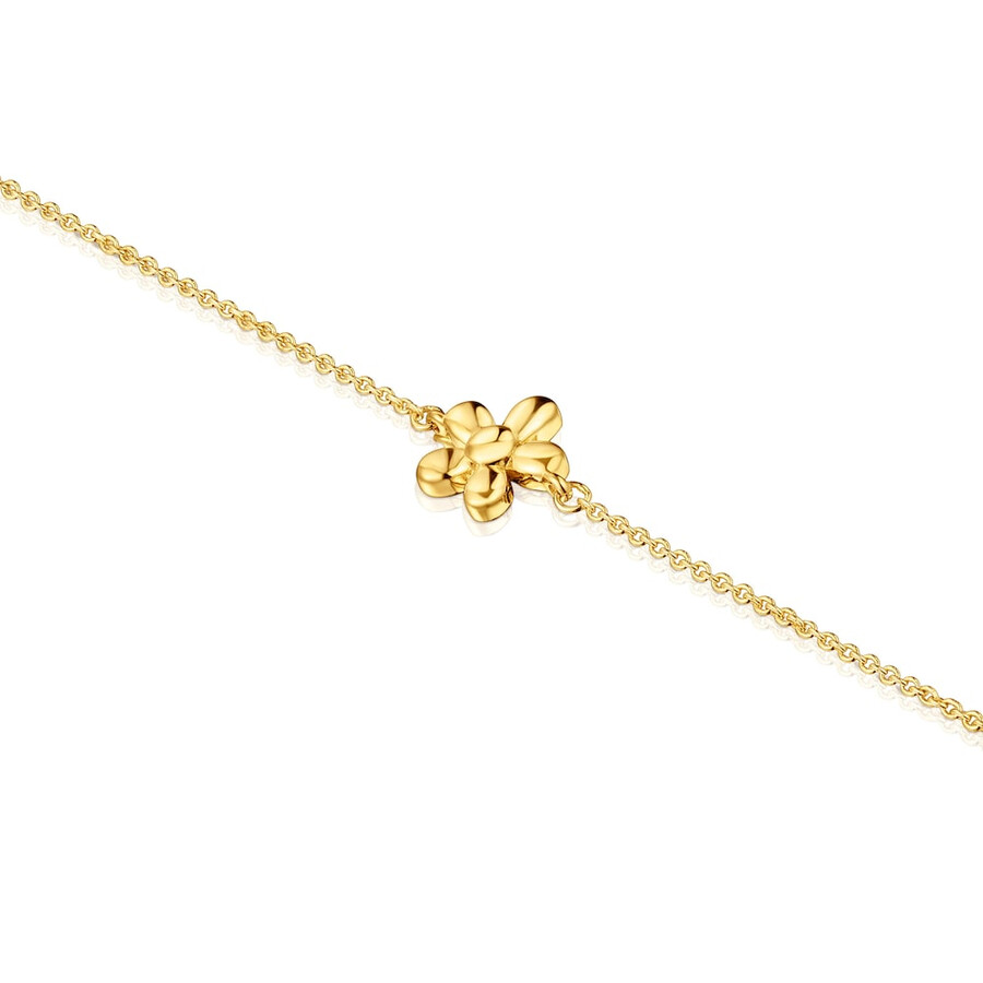 bracciale a catena con fiore e placcatura in oro 18kt su argento tous motifs
