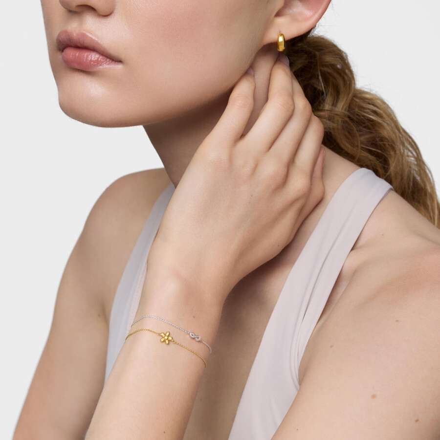 bracciale a catena con fiore e placcatura in oro 18kt su argento tous motifs
