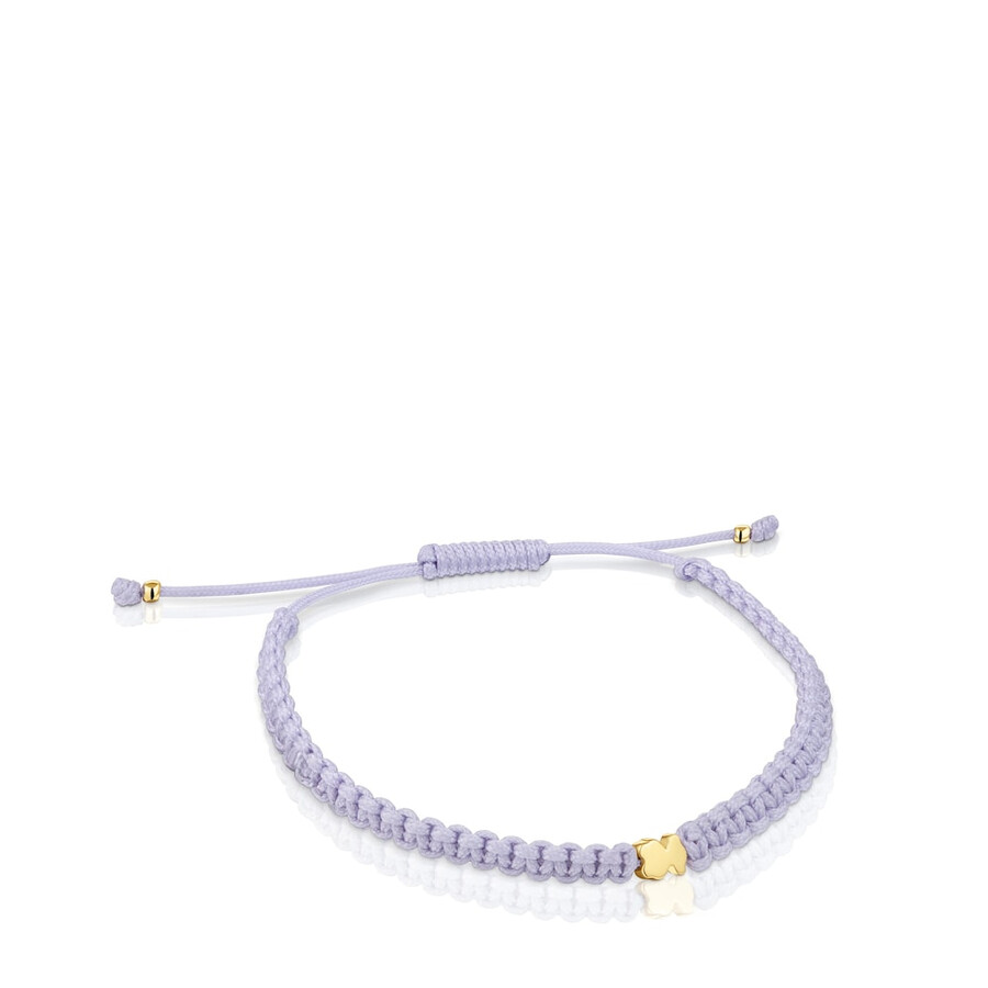 bracciale orso con placcatura in oro 18kt su argento e nylon color malva tous motifs