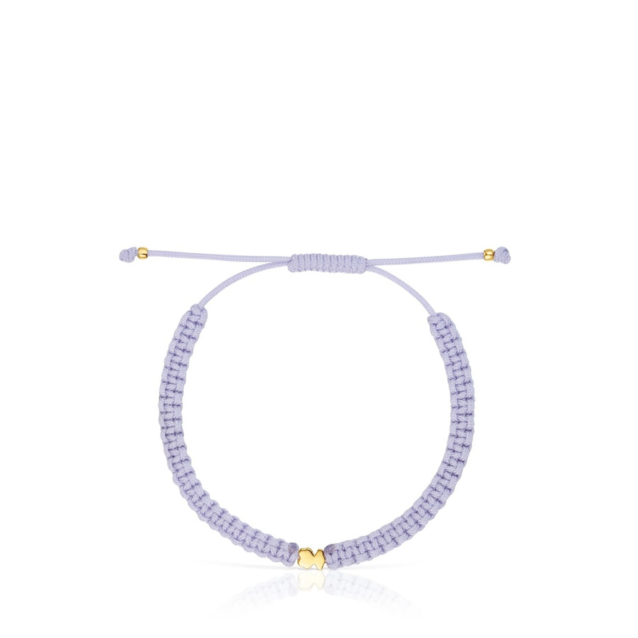 bracciale orso con placcatura in oro 18kt su argento e nylon color malva tous motifs