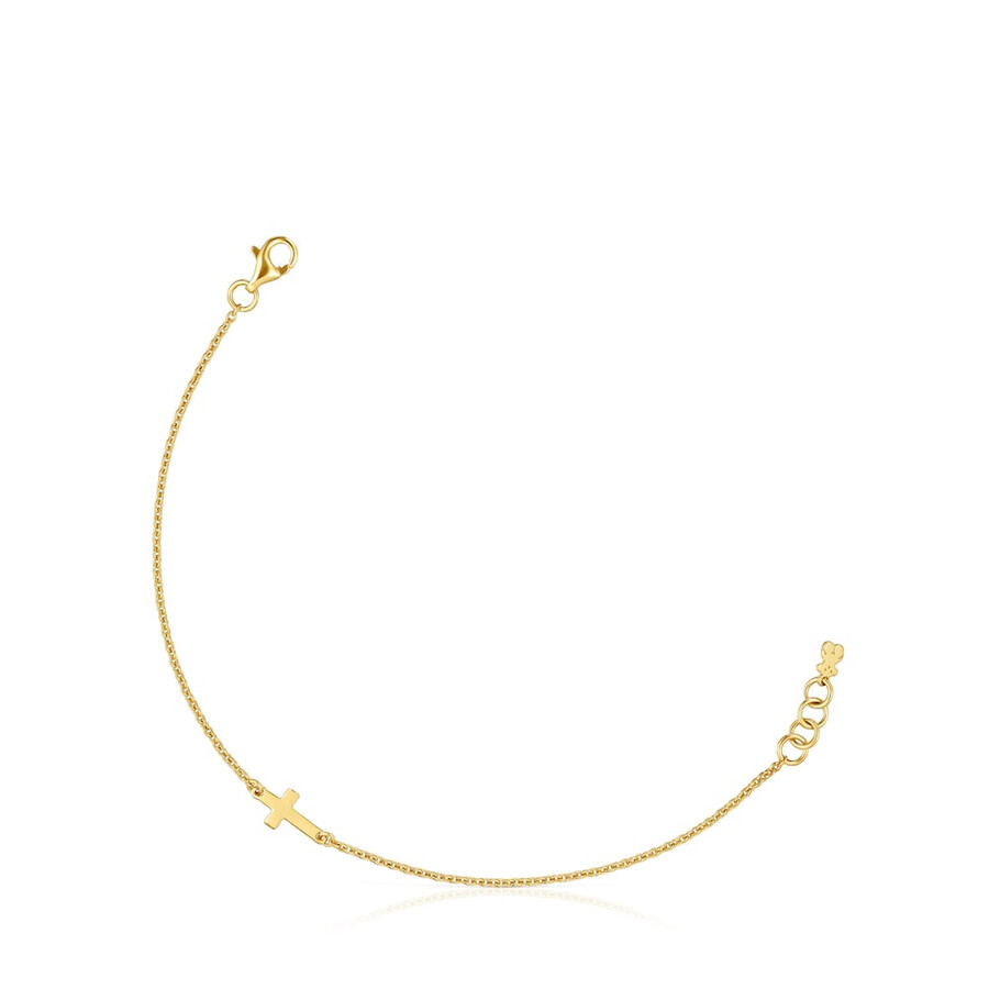 bracciale a catena con croce e placcatura in oro 18kt su argento tous motifs