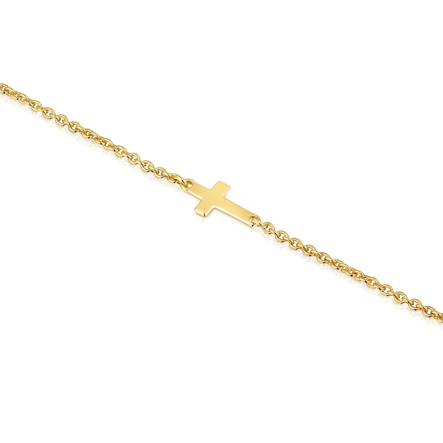 bracciale a catena con croce e placcatura in oro 18kt su argento tous motifs