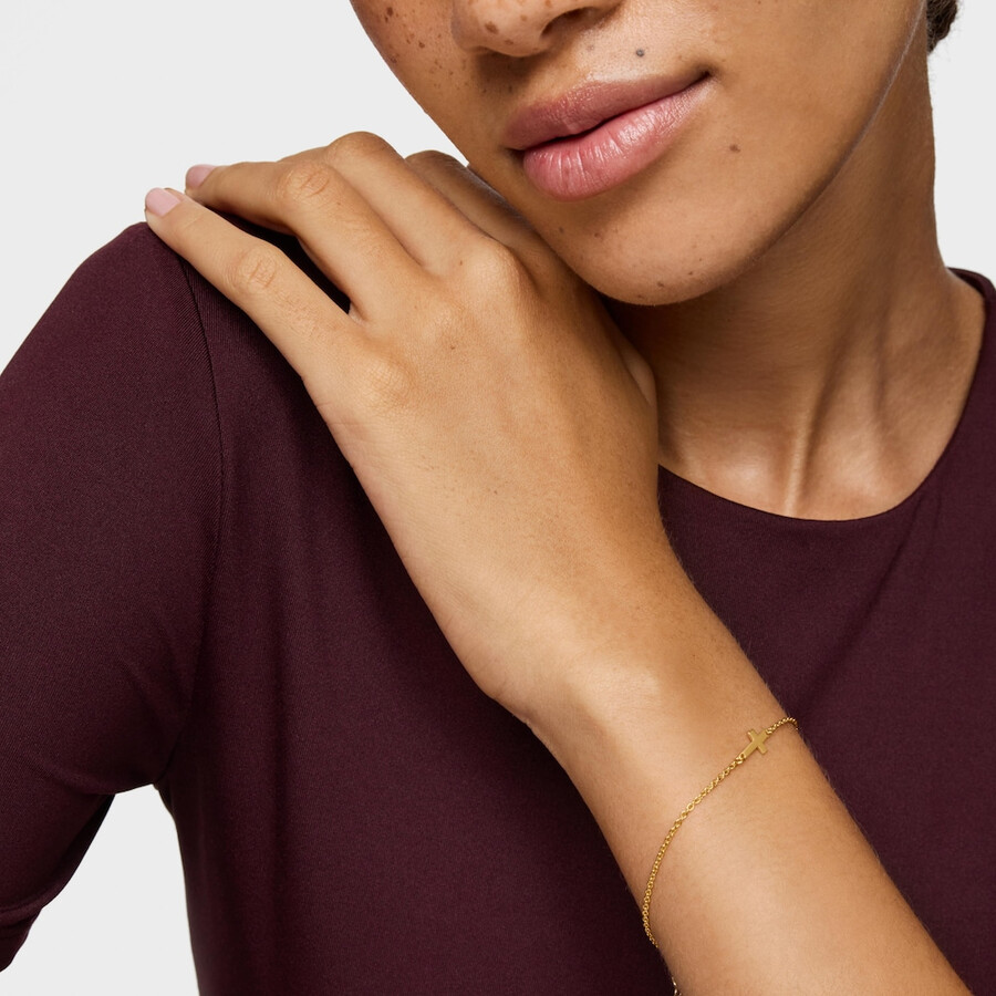 bracciale a catena con croce e placcatura in oro 18kt su argento tous motifs