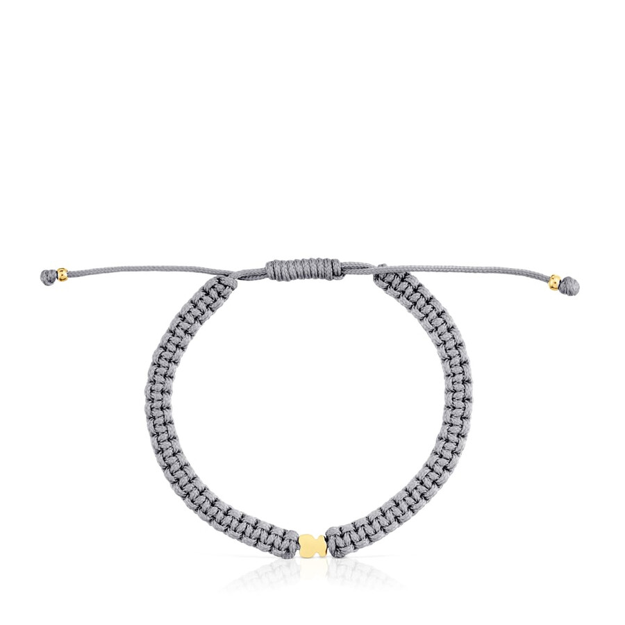 bracciale orso con placcatura in oro 18kt su argento e nylon grigio tous motifs