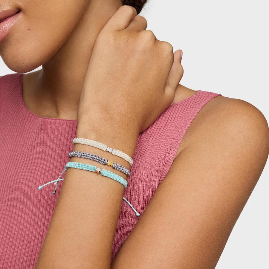 bracciale orso con placcatura in oro 18kt su argento e nylon grigio tous motifs
