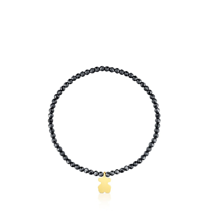 bracciale elastico con ematite e orso con placcatura in oro 18kt su argento tous motifs