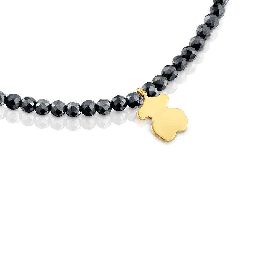 bracciale elastico con ematite e orso con placcatura in oro 18kt su argento tous motifs
