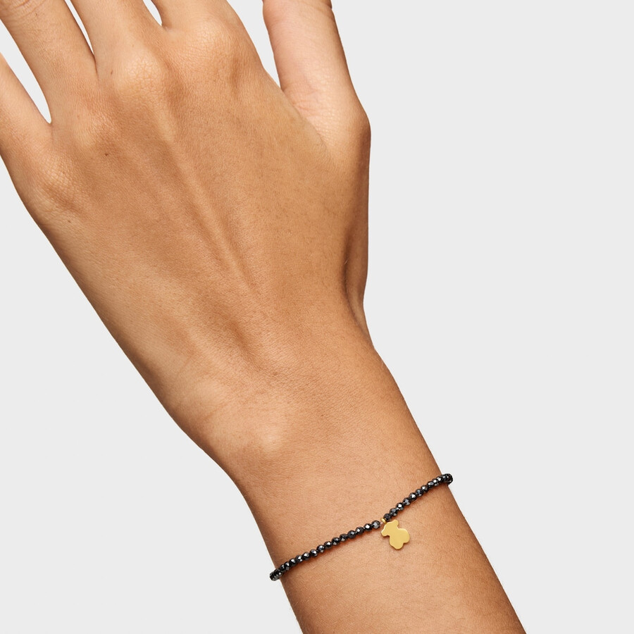 bracciale elastico con ematite e orso con placcatura in oro 18kt su argento tous motifs