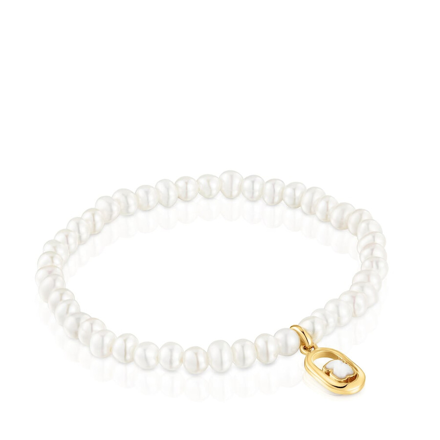 bracciale elastico con madreperla e placcatura in oro 18kt su argento tous camille