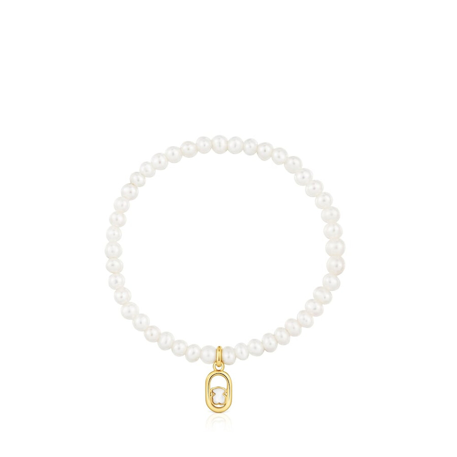 bracciale elastico con madreperla e placcatura in oro 18kt su argento tous camille