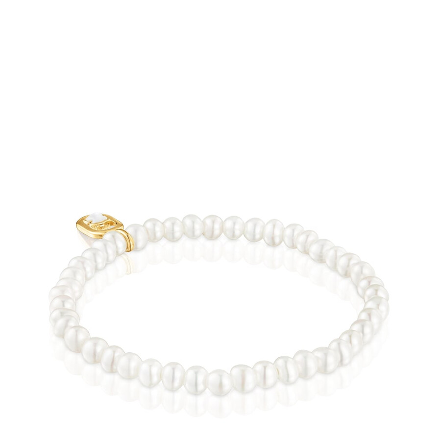 bracciale elastico con madreperla e placcatura in oro 18kt su argento tous camille