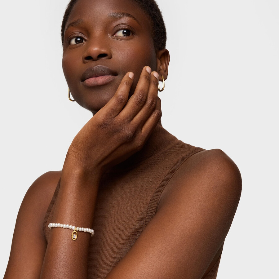 bracciale elastico con madreperla e placcatura in oro 18kt su argento tous camille