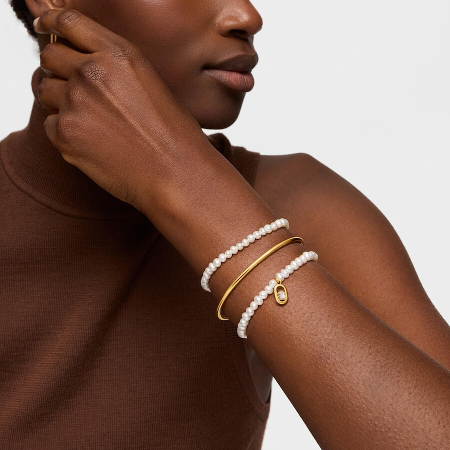 bracciale elastico con madreperla e placcatura in oro 18kt su argento tous camille