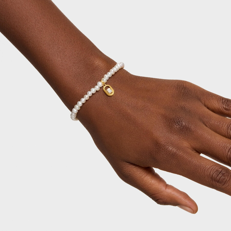 bracciale elastico con madreperla e placcatura in oro 18kt su argento tous camille