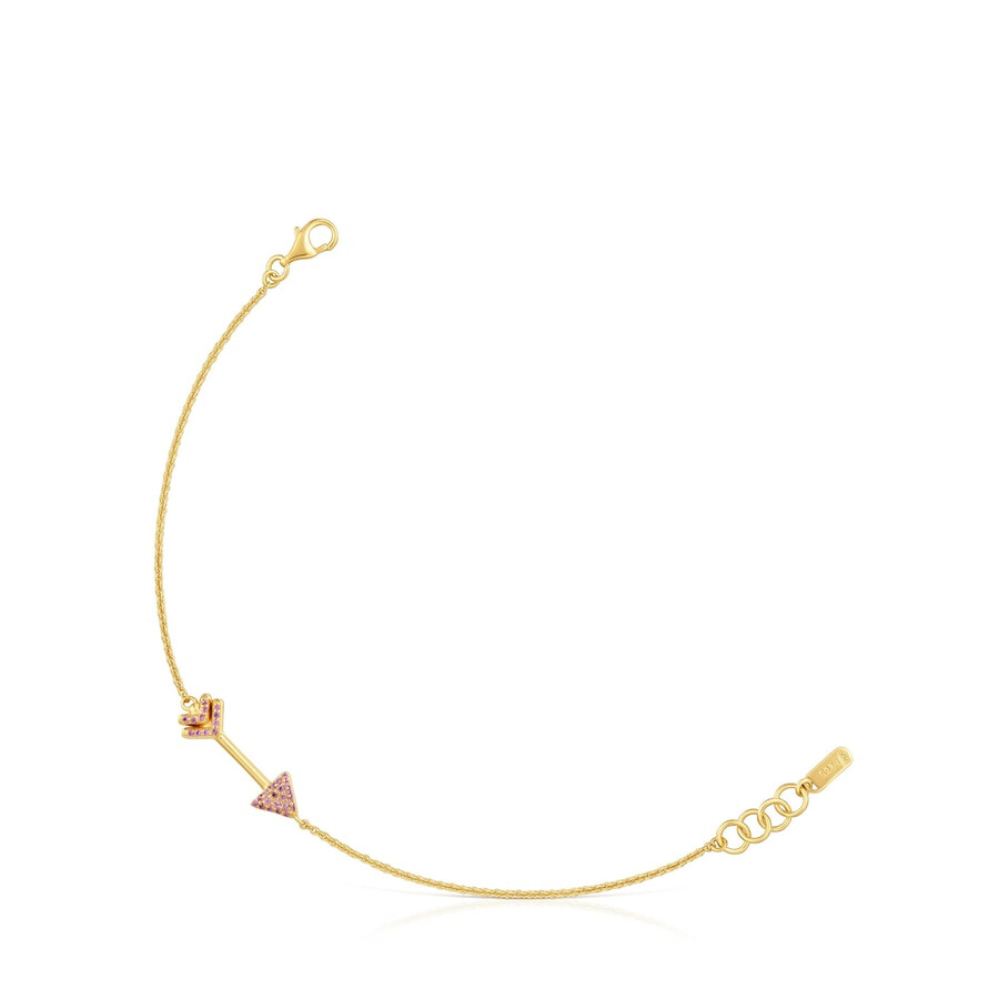 bracciale a catena con placcatura in oro 18kt su argento e rodoliti tous flechazo