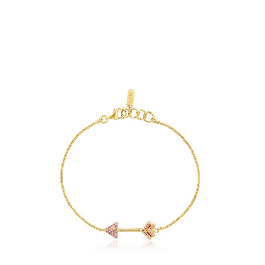 bracciale a catena con placcatura in oro 18kt su argento e rodoliti tous flechazo