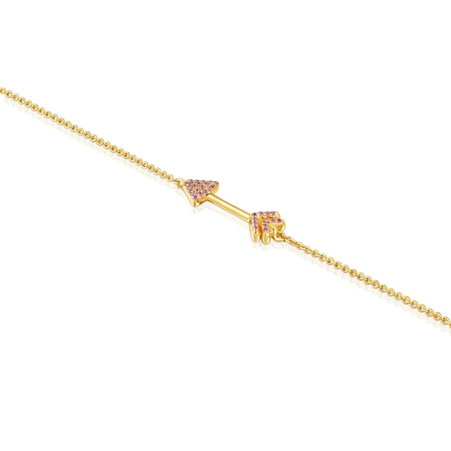 bracciale a catena con placcatura in oro 18kt su argento e rodoliti tous flechazo