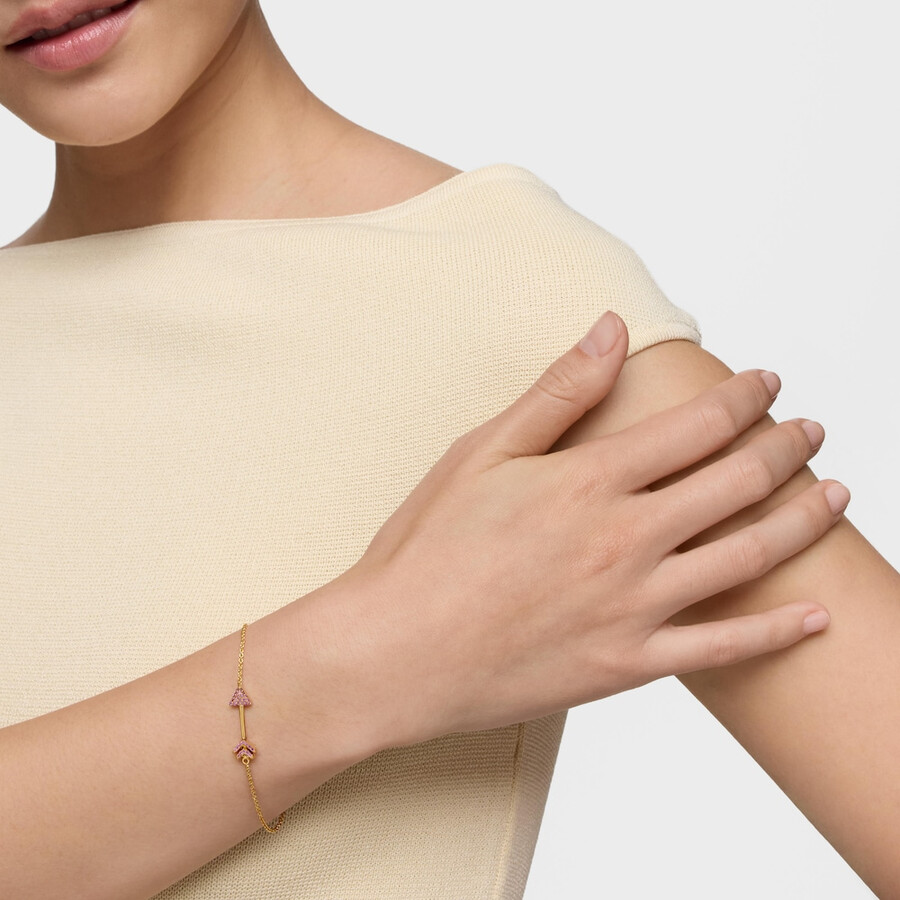 bracciale a catena con placcatura in oro 18kt su argento e rodoliti tous flechazo