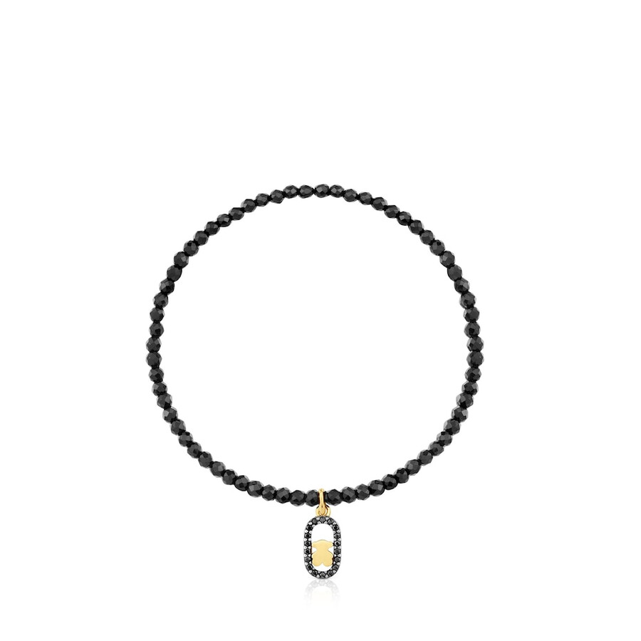 bracciale elastico con spinelli e placcatura in oro 18kt su argento tous camille