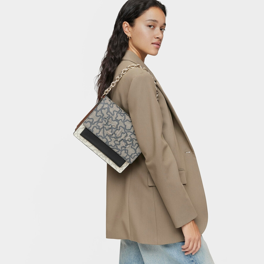borsa a tracolla media audree chain nera e beige kaos icon