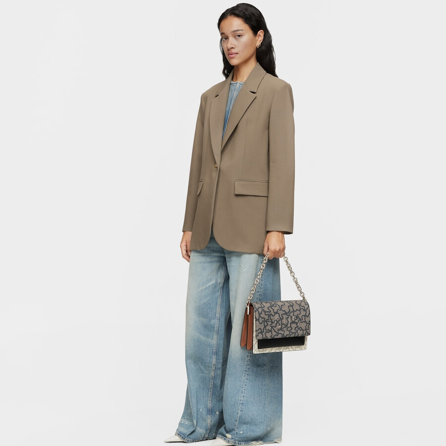 borsa a tracolla media audree chain nera e beige kaos icon