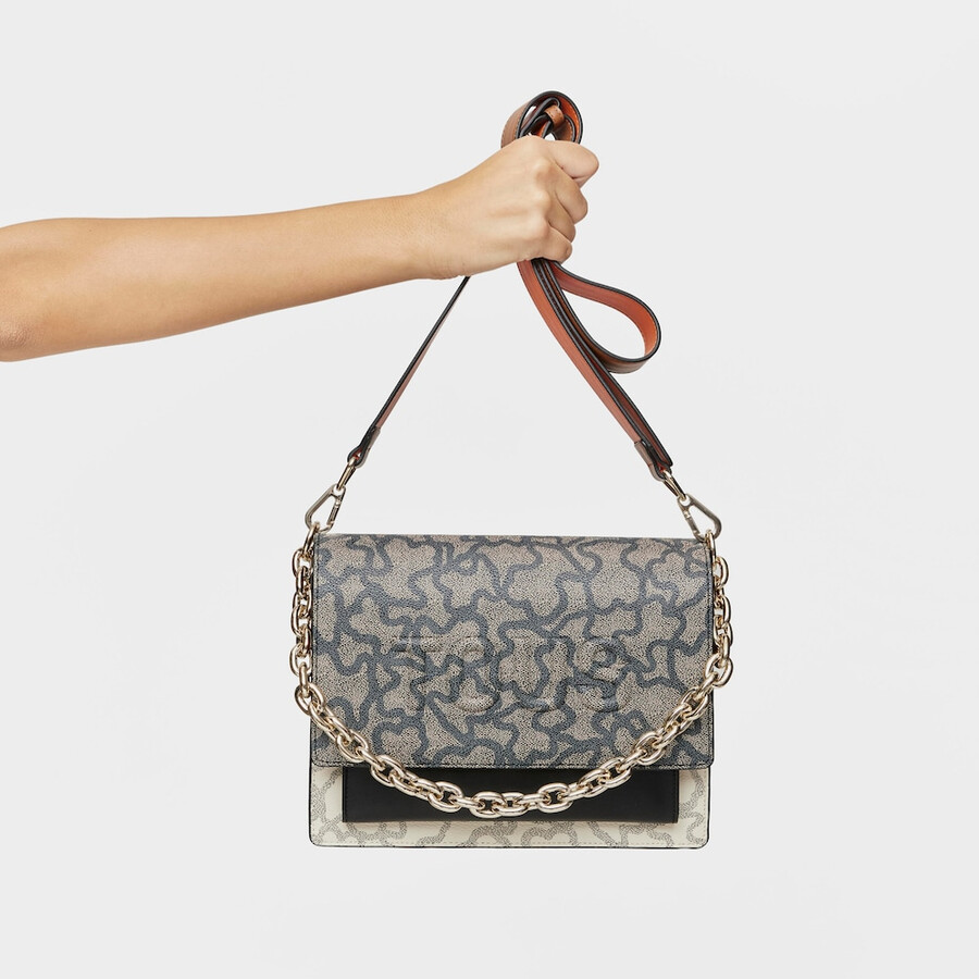 borsa a tracolla media audree chain nera e beige kaos icon
